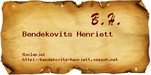 Bendekovits Henriett névjegykártya